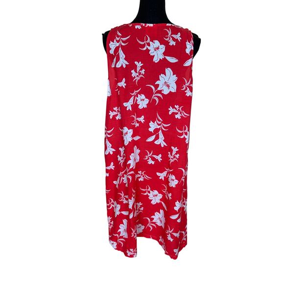 Down Under Red Hawaiian Shift Dress XXL Hibiscus Vacation Relaxed Sleeveless - Picture 3 of 6